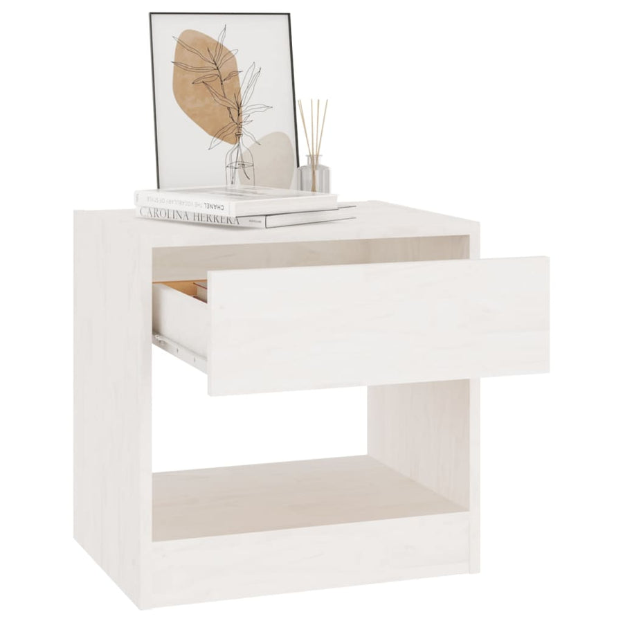 Nachtkastjes 40X31X40 Cm Massief Grenenhout 2 Wit