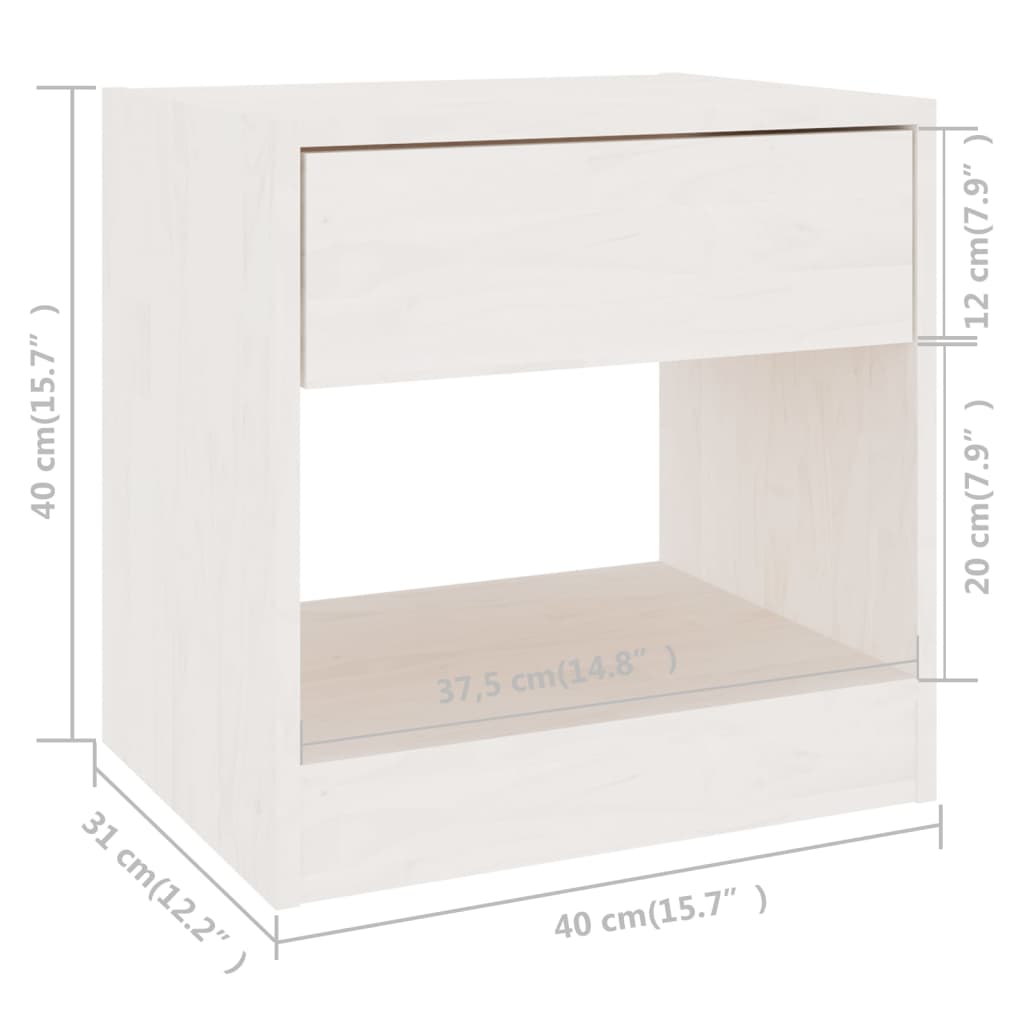 Nachtkastjes 40X31X40 Cm Massief Grenenhout 2 Wit