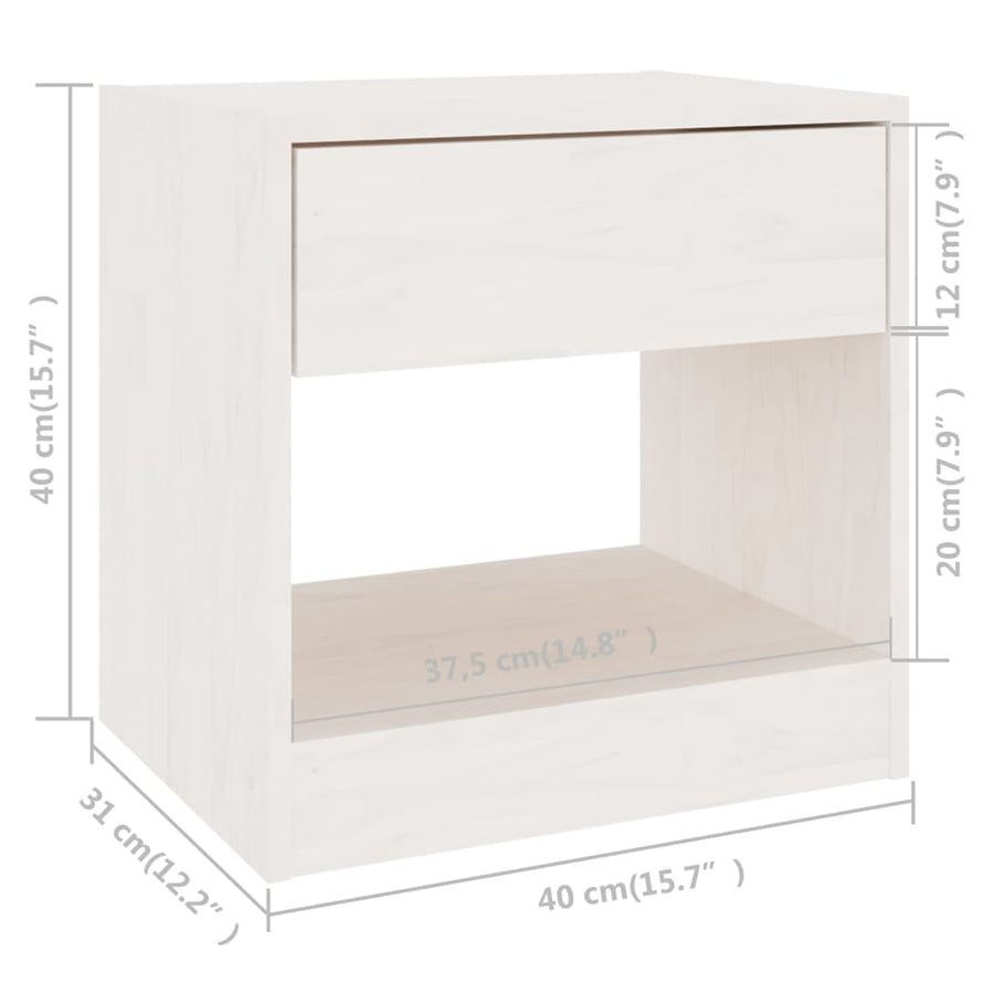 Nachtkastjes 40X31X40 Cm Massief Grenenhout 2 Wit