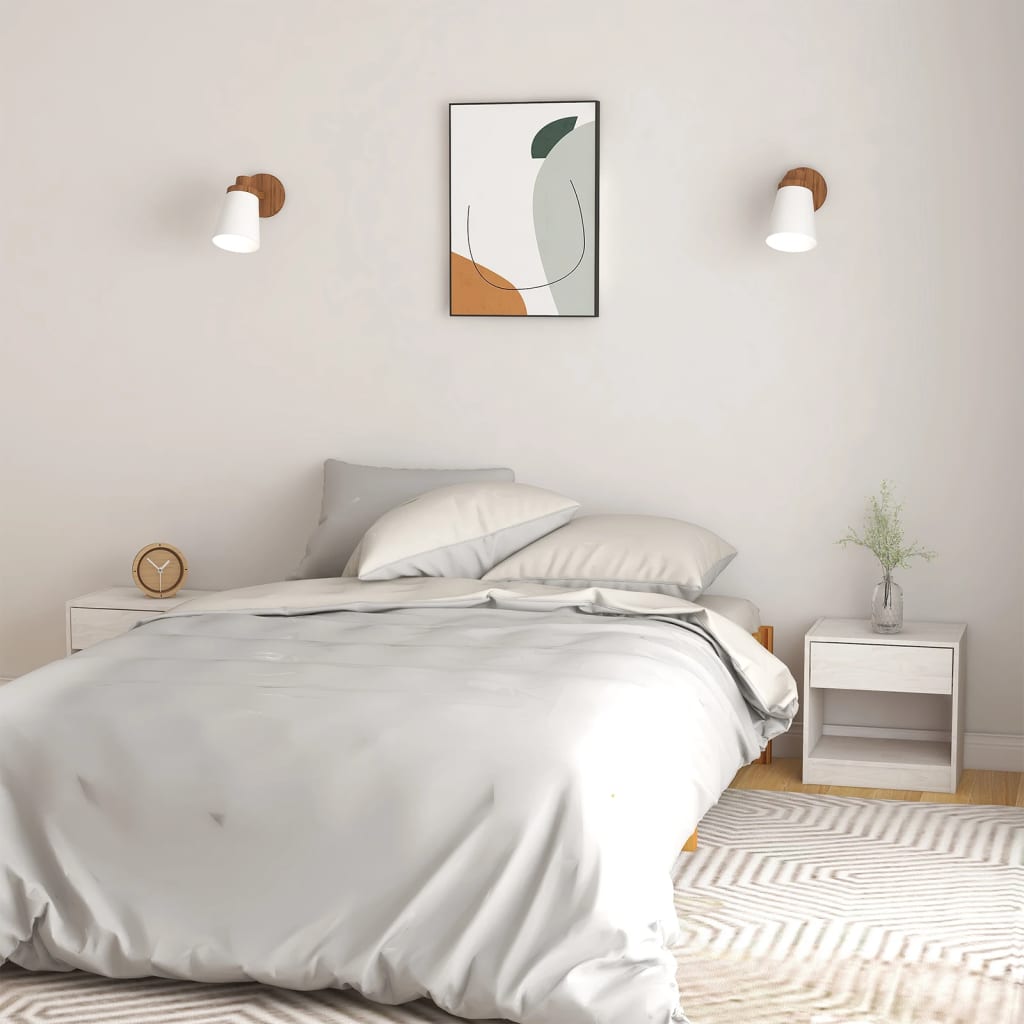 Nachtkastjes 40X31X40 Cm Massief Grenenhout 2 Wit