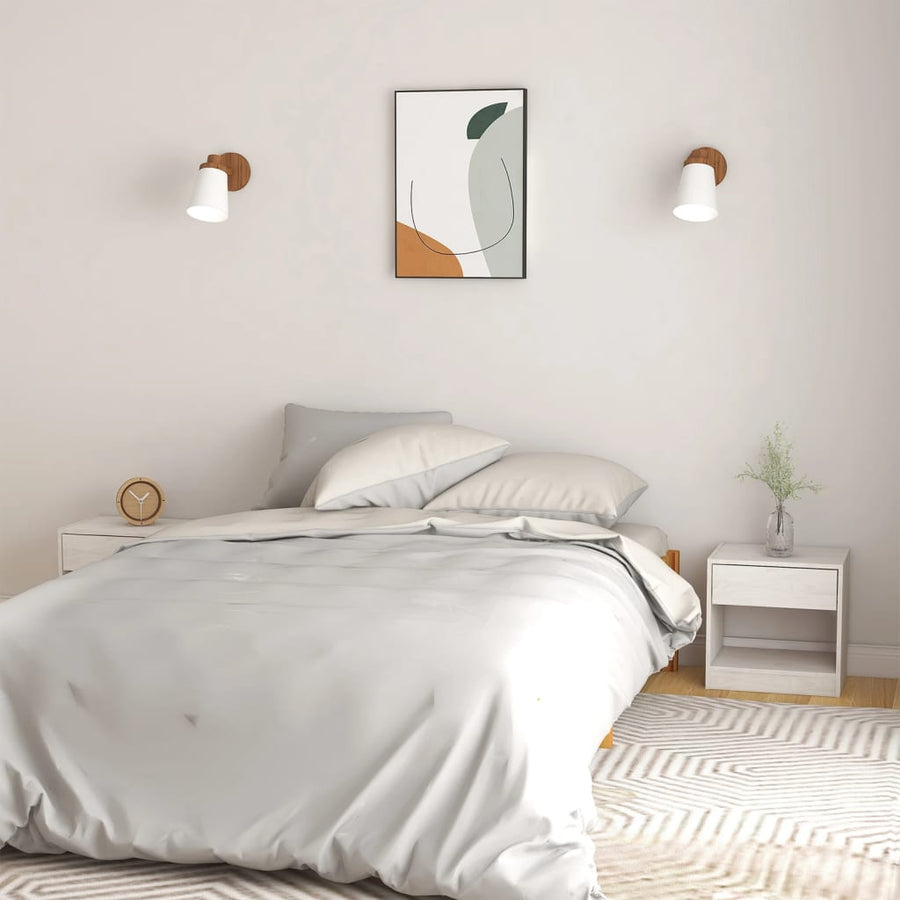 Nachtkastjes 40X31X40 Cm Massief Grenenhout 2 Wit