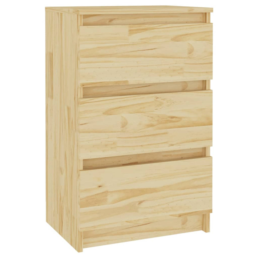 Nachtkastje 40X29,5X64 Cm Massief Grenenhout 1 Naturel
