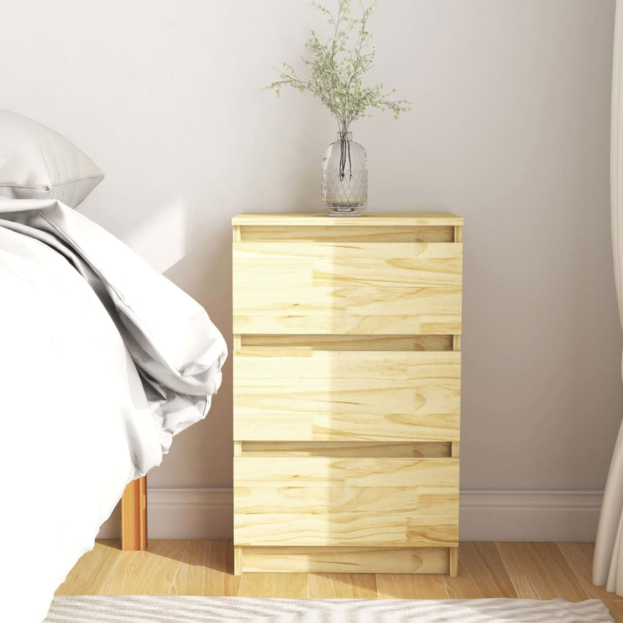 Nachtkastje 40X29,5X64 Cm Massief Grenenhout 1 Naturel