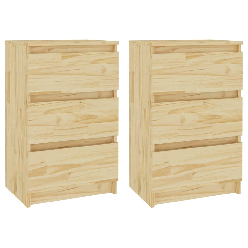 Nachtkastjes 40X9,5X64 Cm Massief Grenenhout 2 Naturel