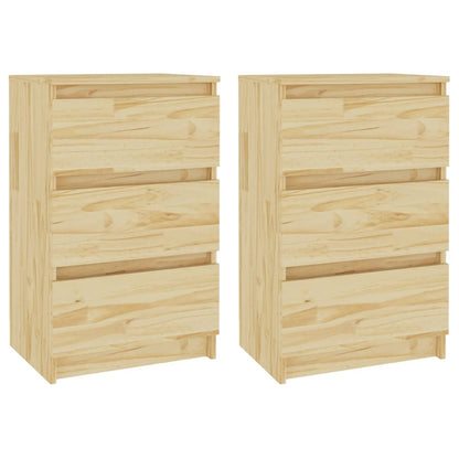 Nachtkastjes 40X9,5X64 Cm Massief Grenenhout 2 Naturel