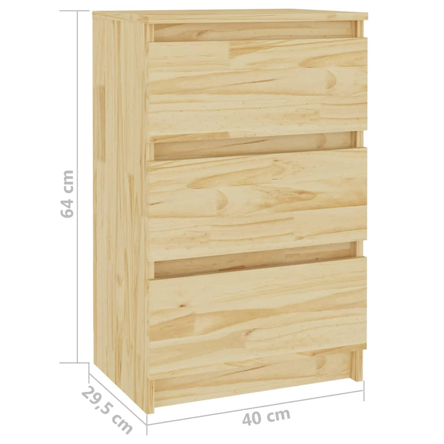 Nachtkastjes 40X9,5X64 Cm Massief Grenenhout 2 Naturel