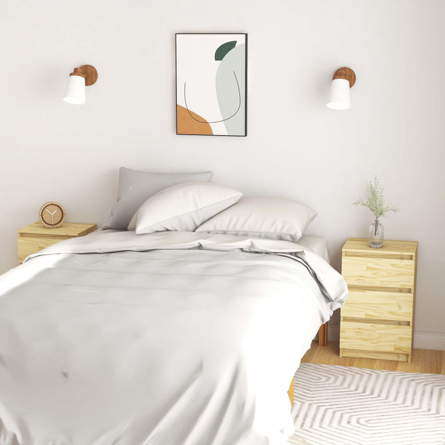 Nachtkastjes 40X9,5X64 Cm Massief Grenenhout 2 Naturel