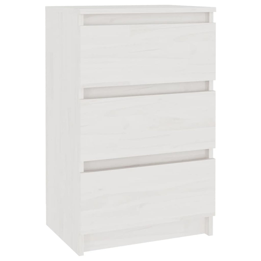 Nachtkastje 40X29,5X64 Cm Massief Grenenhout 1 Wit