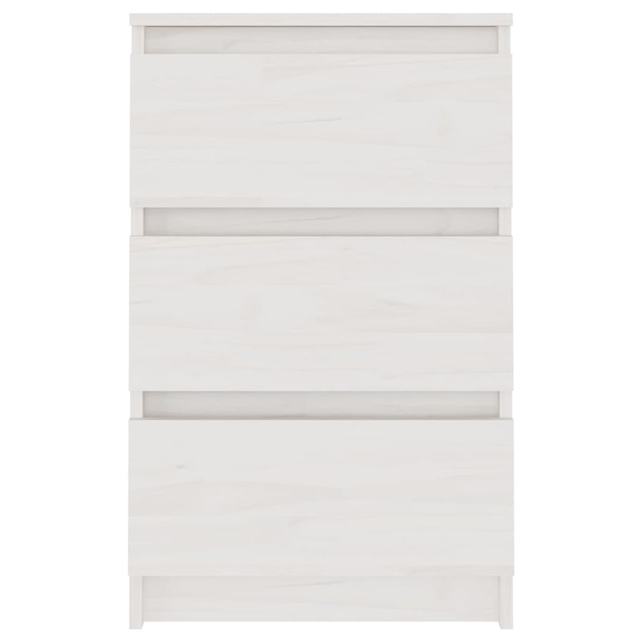Nachtkastje 40X29,5X64 Cm Massief Grenenhout 1 Wit
