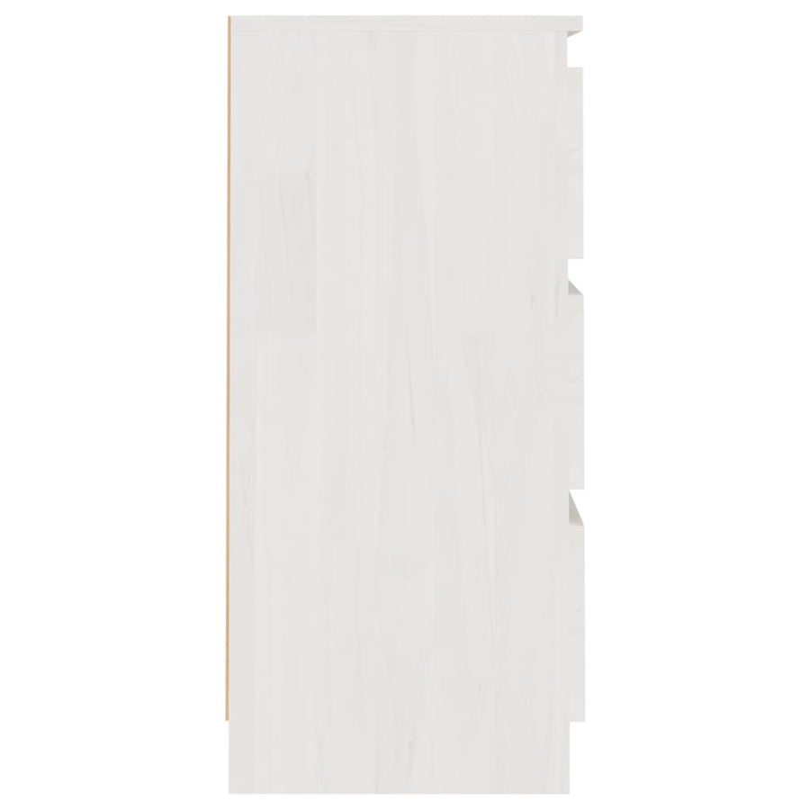 Nachtkastje 40X29,5X64 Cm Massief Grenenhout 1 Wit