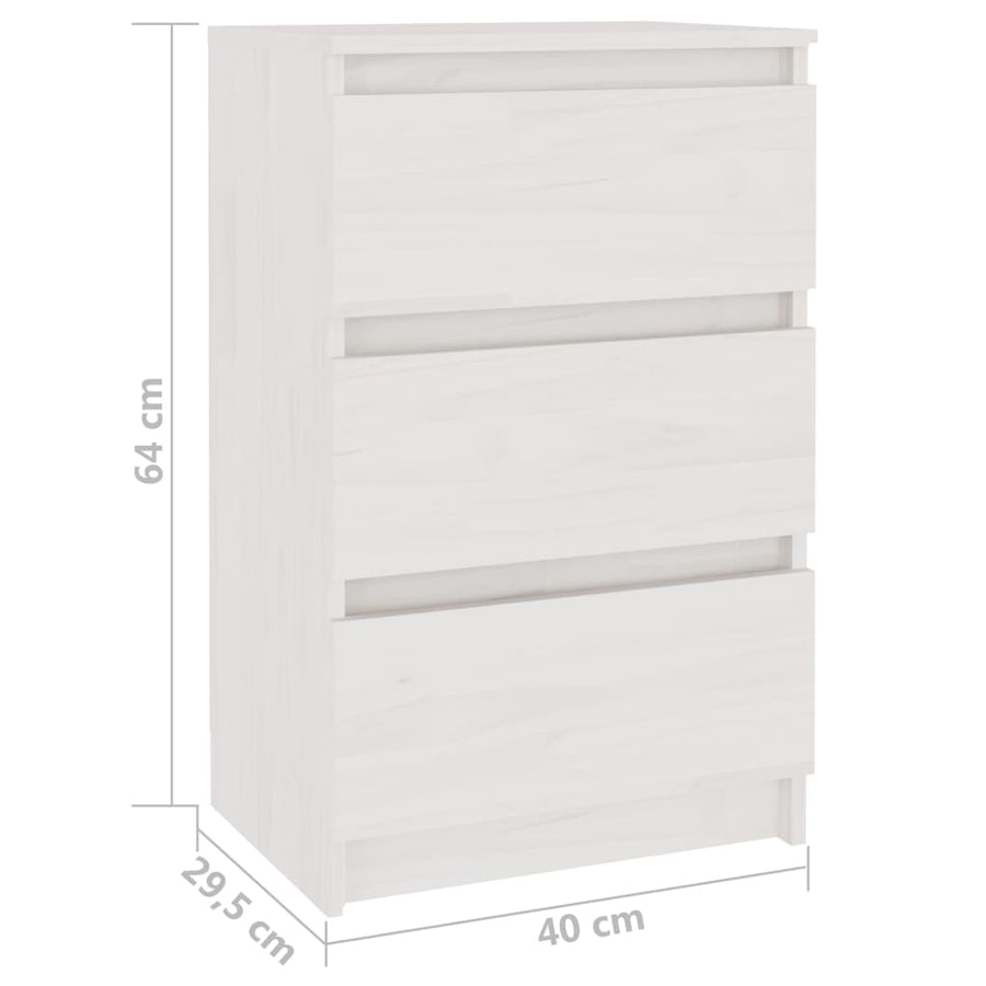 Nachtkastje 40X29,5X64 Cm Massief Grenenhout 1 Wit