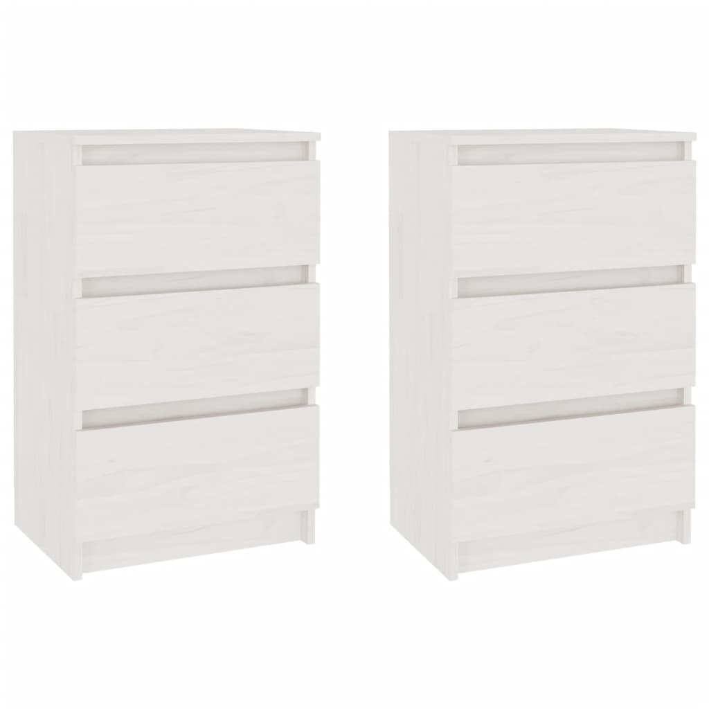 Nachtkastjes 40X9,5X64 Cm Massief Grenenhout 2 Wit