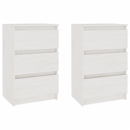 Nachtkastjes 40X9,5X64 Cm Massief Grenenhout 2 Wit