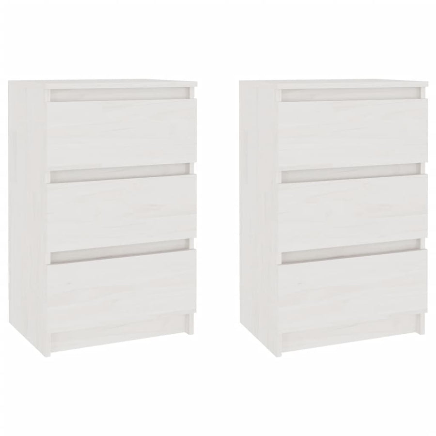 Nachtkastjes 40X9,5X64 Cm Massief Grenenhout 2 Wit