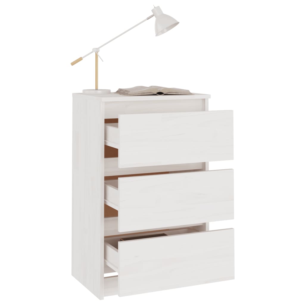 Nachtkastjes 40X9,5X64 Cm Massief Grenenhout 2 Wit