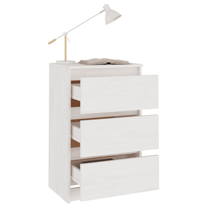 Nachtkastjes 40X9,5X64 Cm Massief Grenenhout 2 Wit