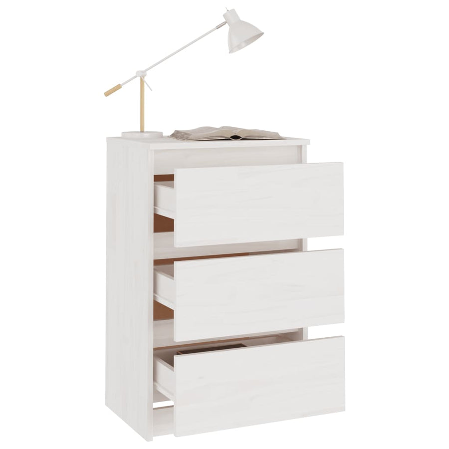 Nachtkastjes 40X9,5X64 Cm Massief Grenenhout 2 Wit