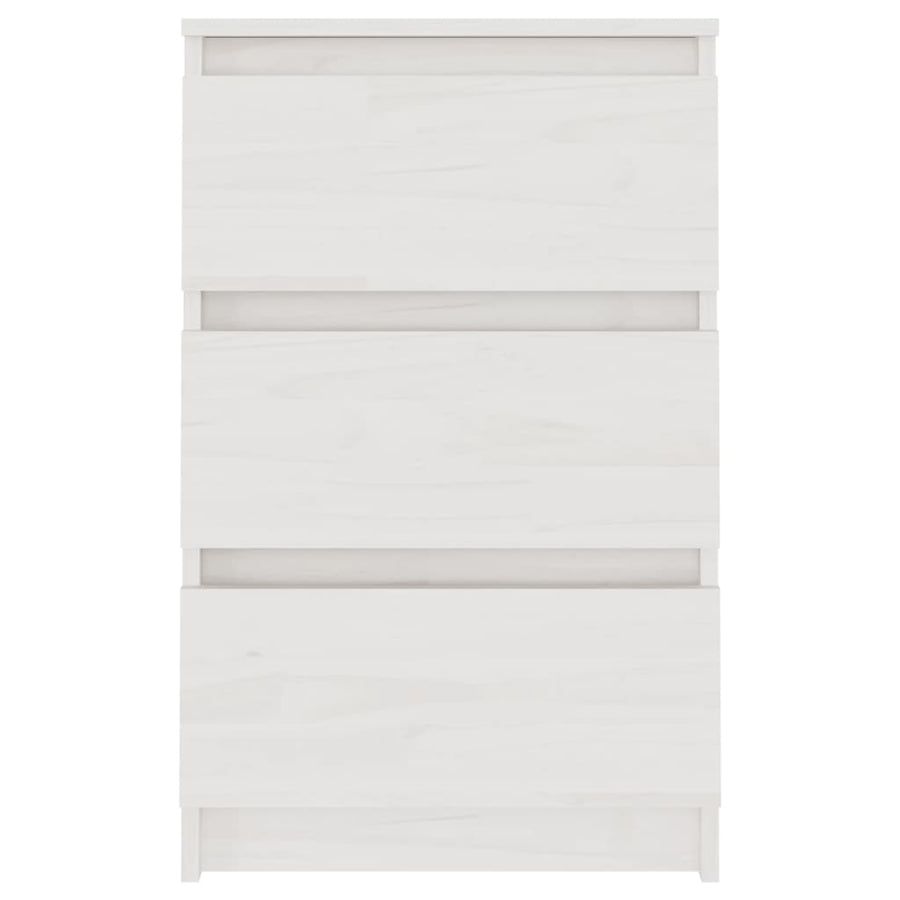 Nachtkastjes 40X9,5X64 Cm Massief Grenenhout 2 Wit
