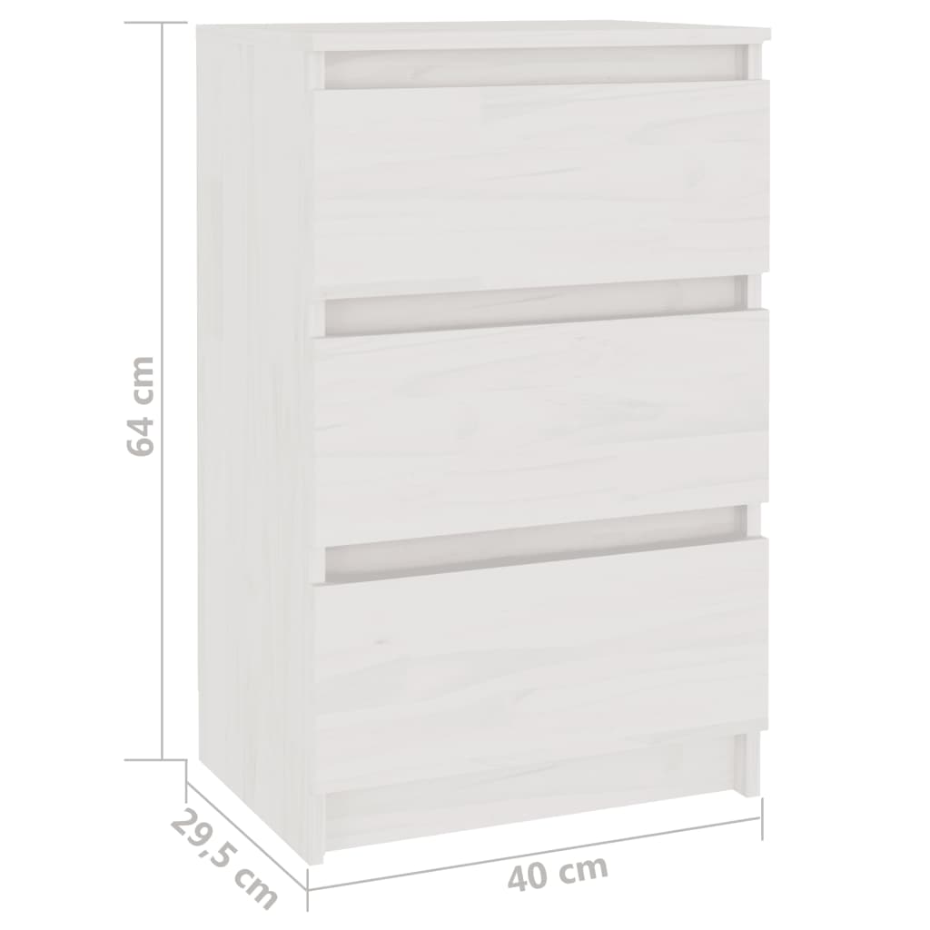 Nachtkastjes 40X9,5X64 Cm Massief Grenenhout 2 Wit