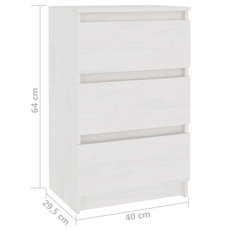 Nachtkastjes 40X9,5X64 Cm Massief Grenenhout 2 Wit