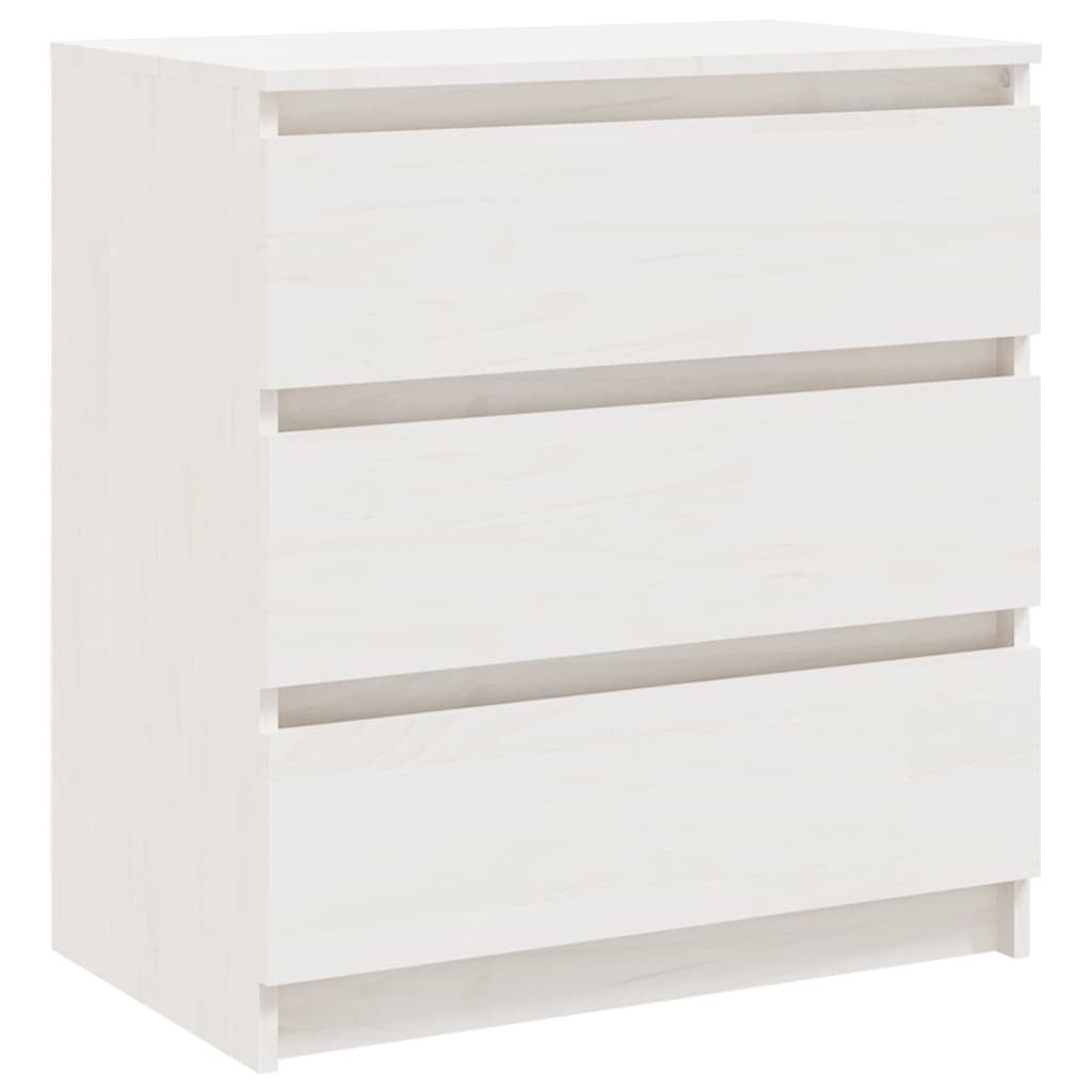 Nachtkastje 60X36X64 Cm Massief Grenenhout Wit