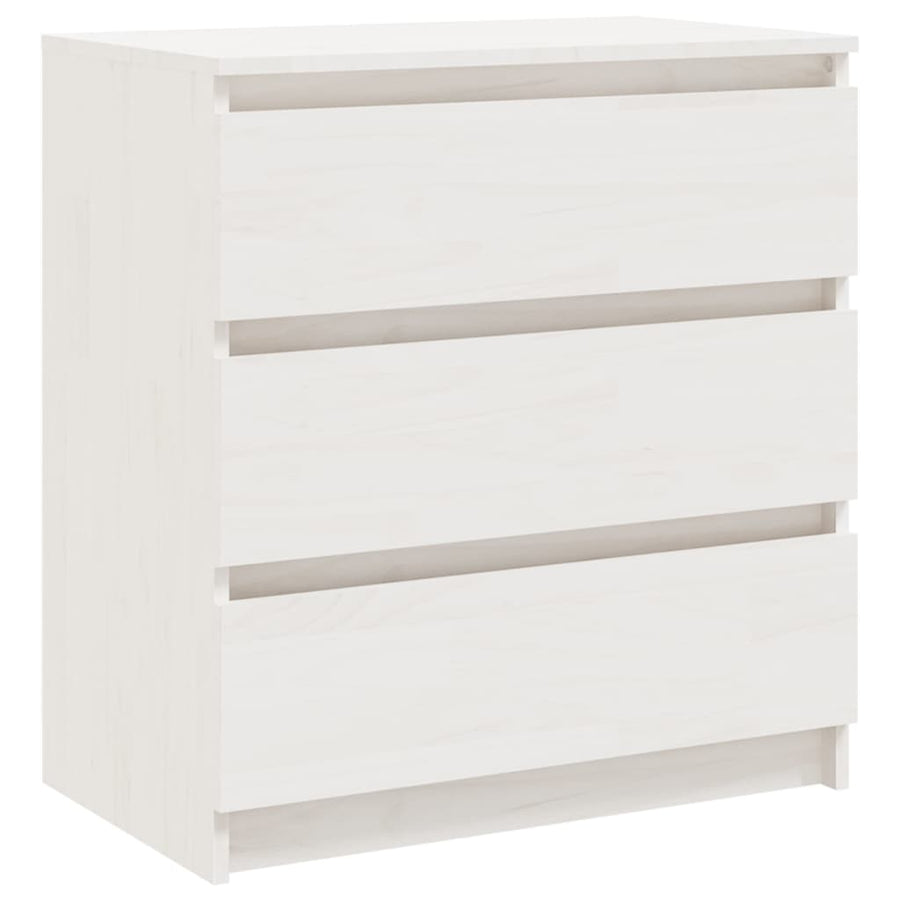Nachtkastje 60X36X64 Cm Massief Grenenhout Wit