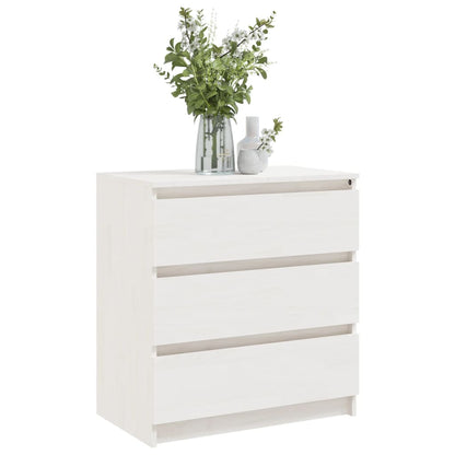 Nachtkastje 60X36X64 Cm Massief Grenenhout Wit