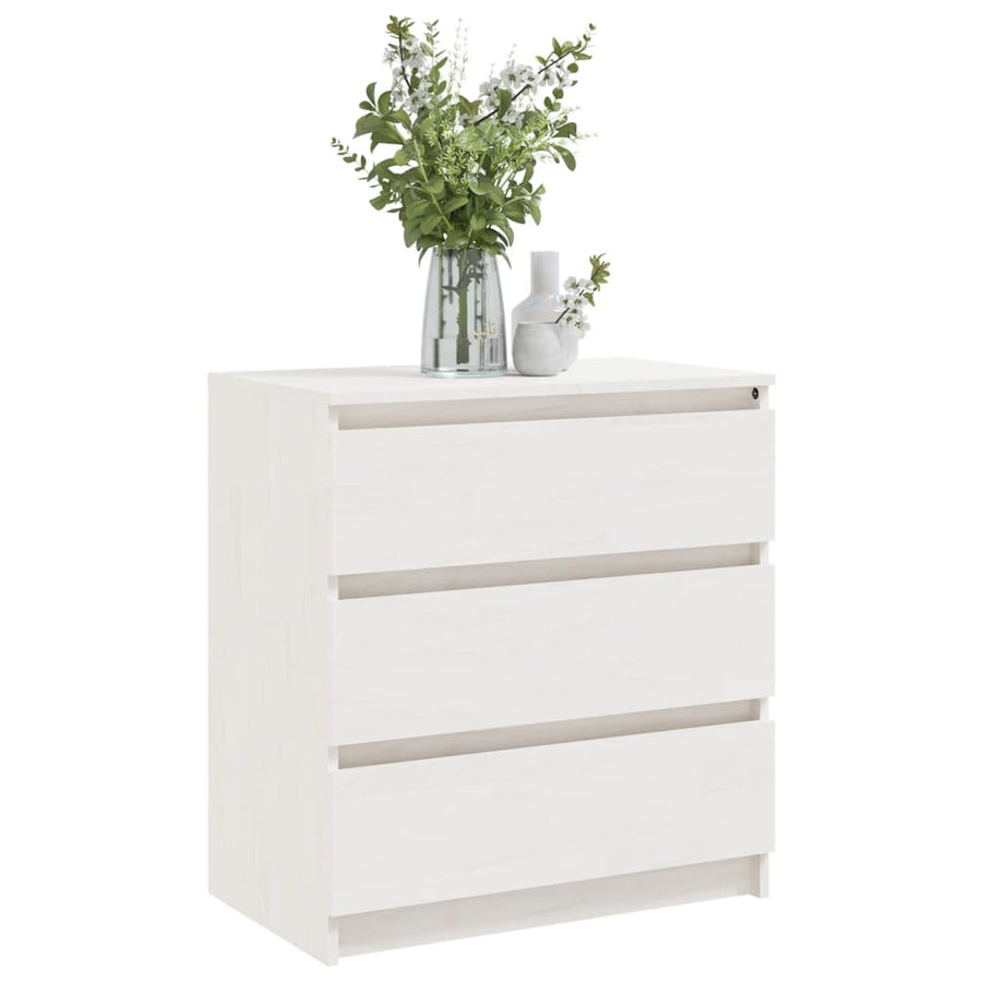 Nachtkastje 60X36X64 Cm Massief Grenenhout Wit