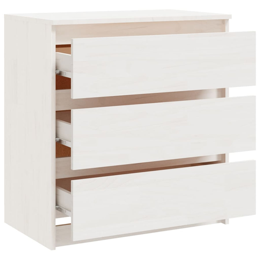 Nachtkastje 60X36X64 Cm Massief Grenenhout Wit