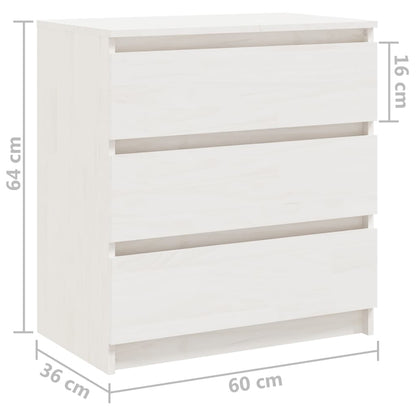 Nachtkastje 60X36X64 Cm Massief Grenenhout Wit