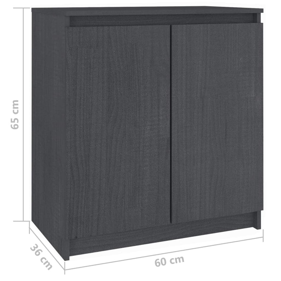 Bijzetkast 60x36x65 cm massief grenenhout grijs Grijs