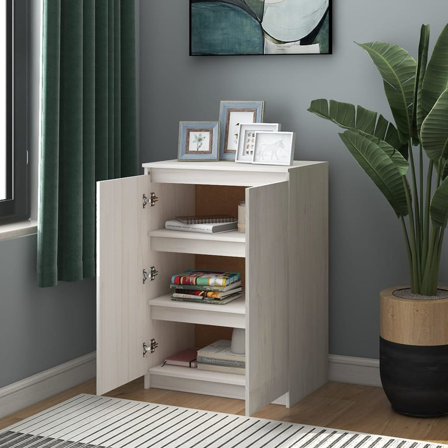 Dressoir 60X36X84 Cm Massief Grenenhout Wit