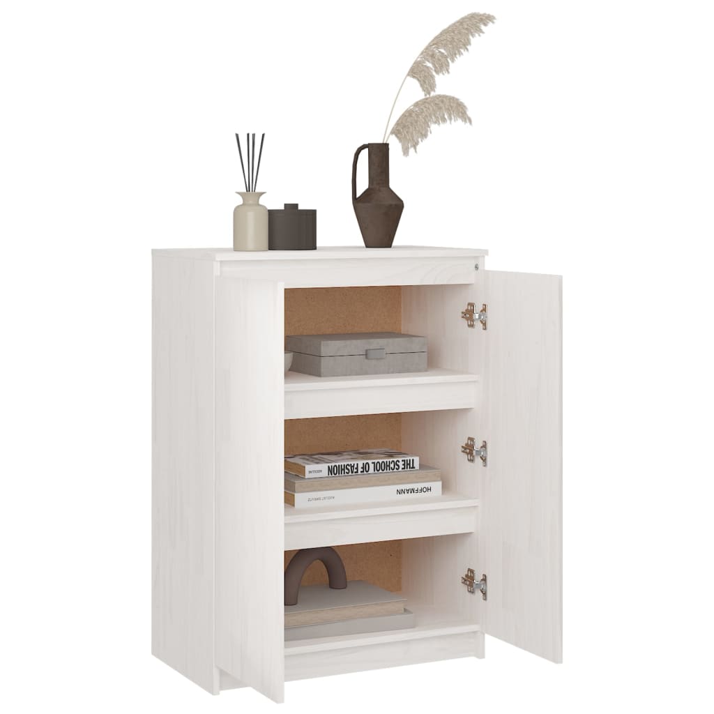 Dressoir 60X36X84 Cm Massief Grenenhout Wit