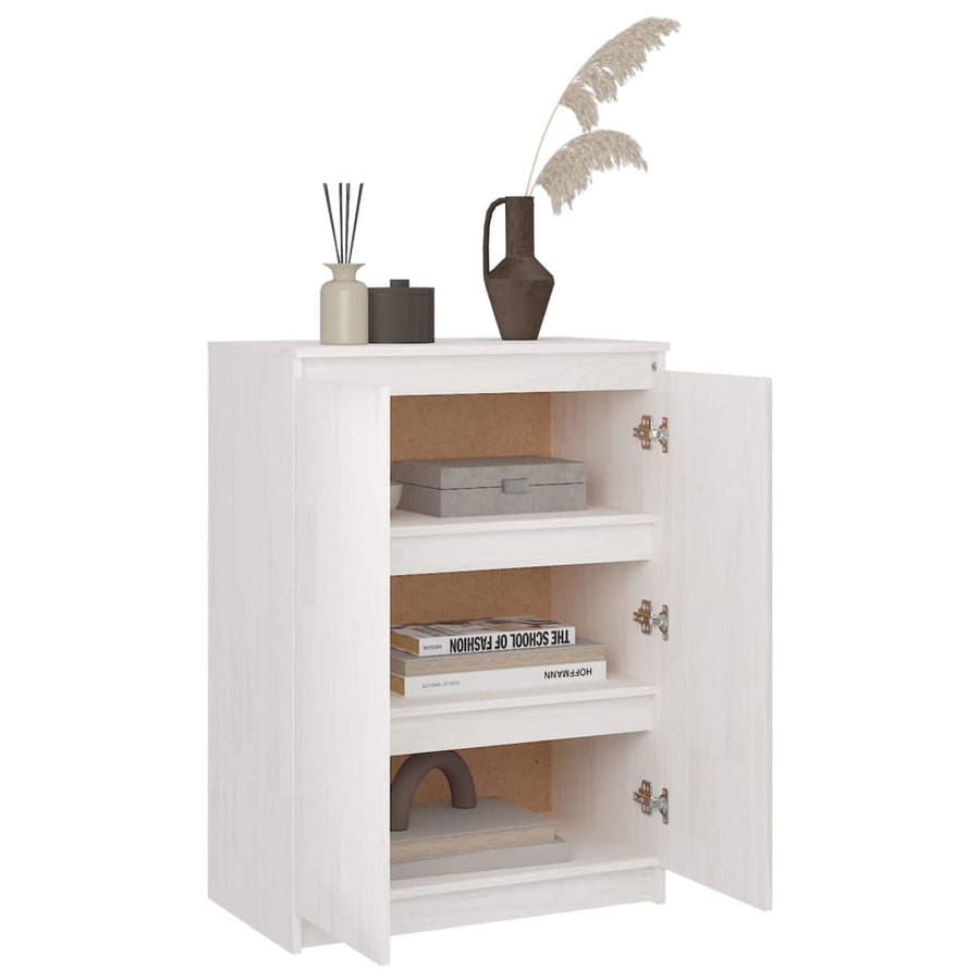 Dressoir 60X36X84 Cm Massief Grenenhout Wit