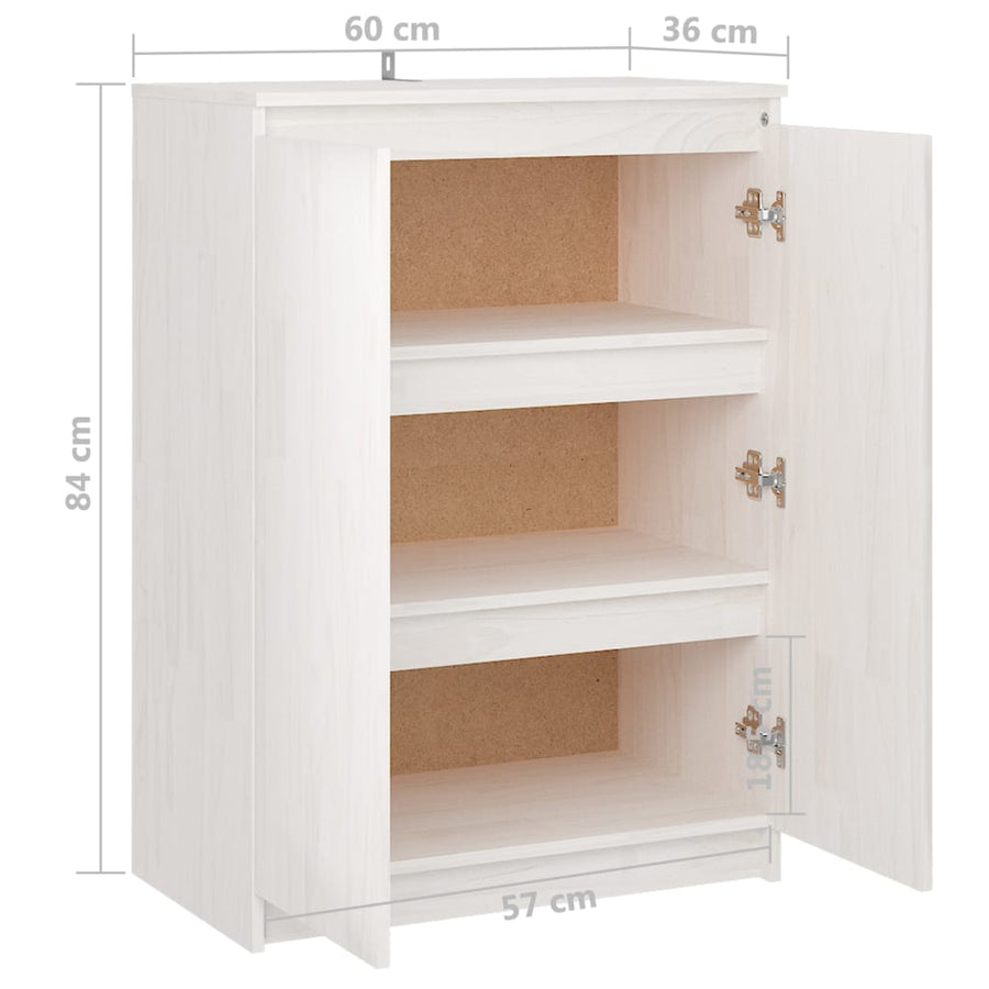 Dressoir 60X36X84 Cm Massief Grenenhout Wit