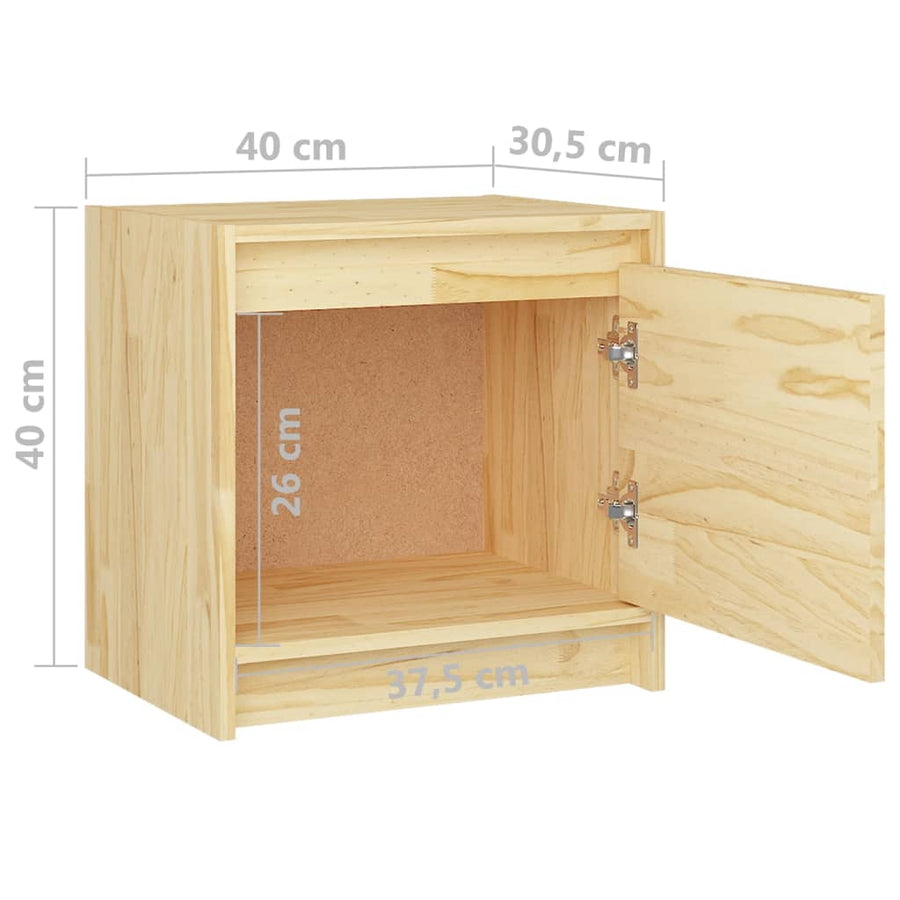 Nachtkastje 40X30,5X40 Cm Massief Grenenhout 1 Naturel