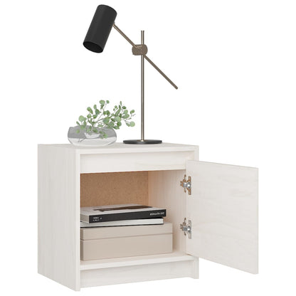 Nachtkastje 40X30,5X40 Cm Massief Grenenhout 1 Wit