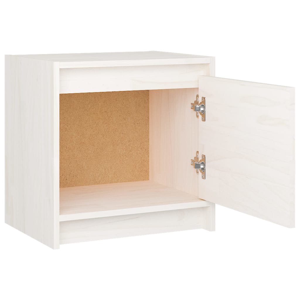 Nachtkastje 40X30,5X40 Cm Massief Grenenhout 1 Wit