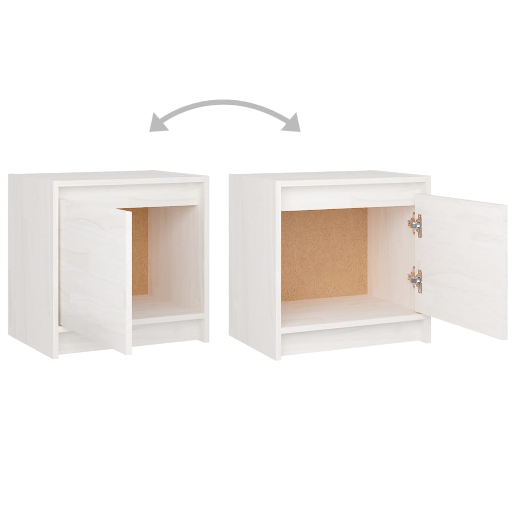 Nachtkastje 40X30,5X40 Cm Massief Grenenhout 1 Wit