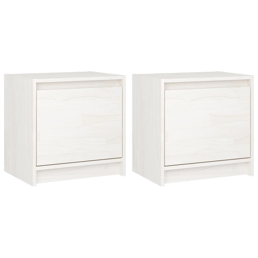 Nachtkastjes 40X30,5X40 Cm Massief Grenenhout 2 Wit