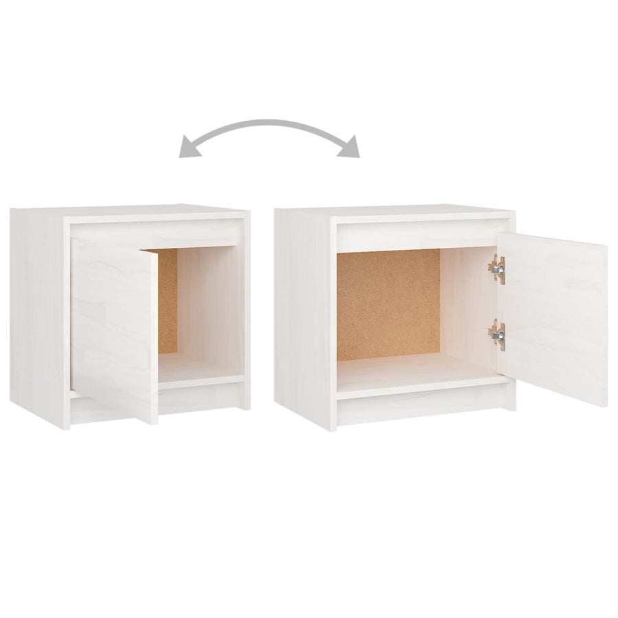 Nachtkastjes 40X30,5X40 Cm Massief Grenenhout 2 Wit