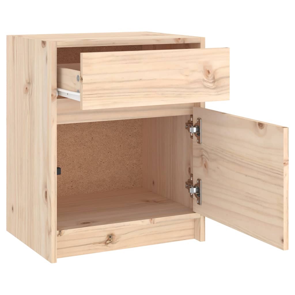 Nachtkastje 40X3X50 Cm Massief Grenenhout 1 Naturel