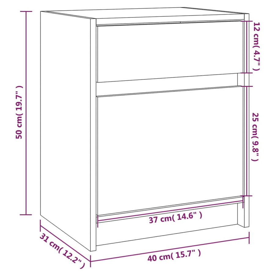 Nachtkastjes 50X34X50 Cm Massief Grenenhout 2 Naturel