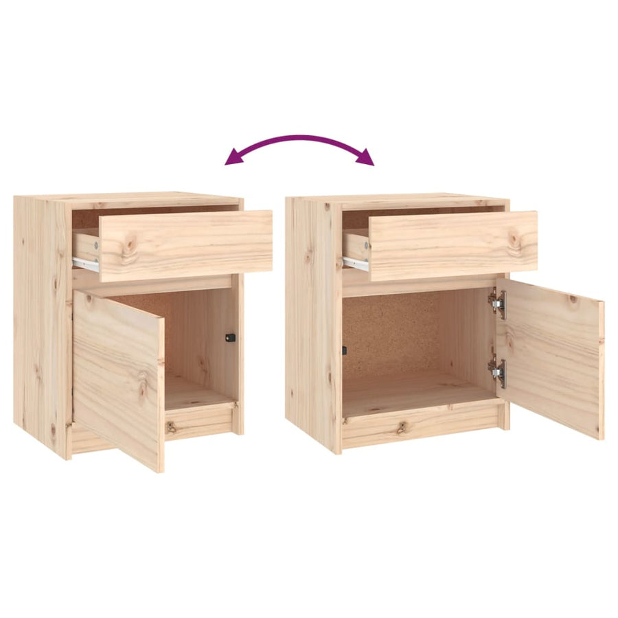 Nachtkastjes 50X34X50 Cm Massief Grenenhout 2 Naturel