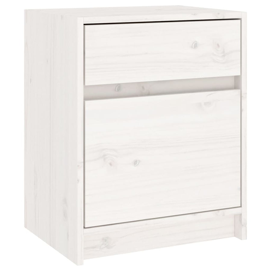 Nachtkastje 40X3X50 Cm Massief Grenenhout 1 Wit