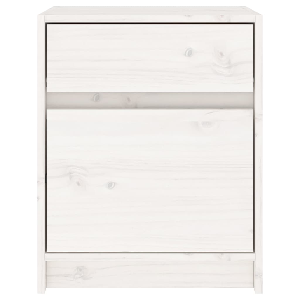 Nachtkastje 40X3X50 Cm Massief Grenenhout 1 Wit