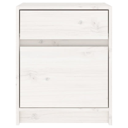Nachtkastje 40X3X50 Cm Massief Grenenhout 1 Wit