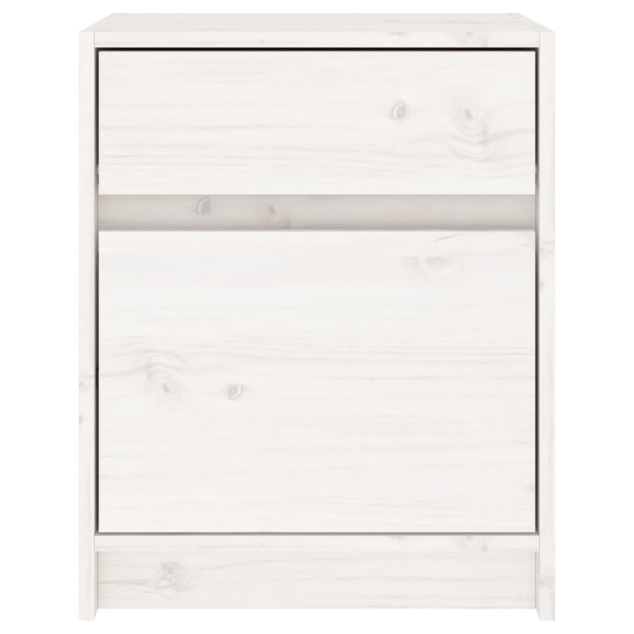 Nachtkastje 40X3X50 Cm Massief Grenenhout 1 Wit