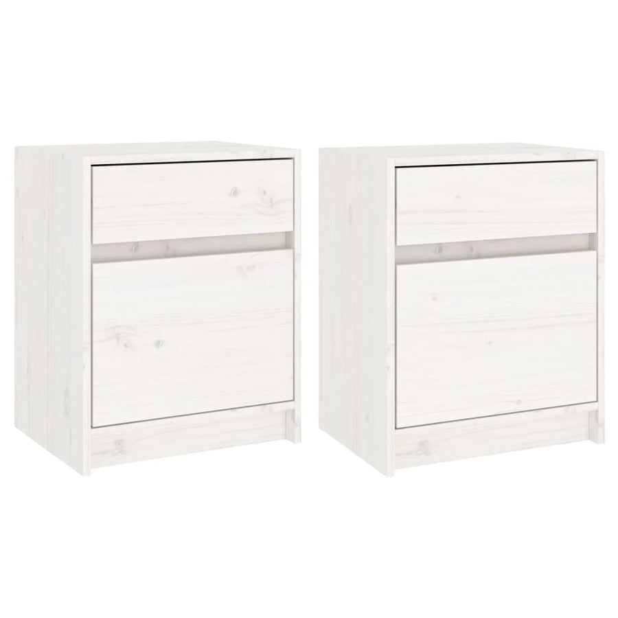 Nachtkastjes 40X31X50 Cm Massief Grenenhout 2 Wit