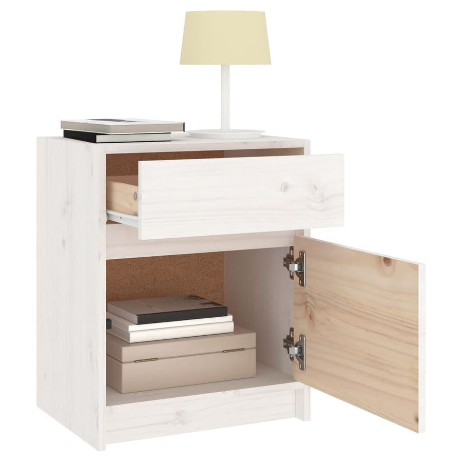 Nachtkastjes 40X31X50 Cm Massief Grenenhout 2 Wit